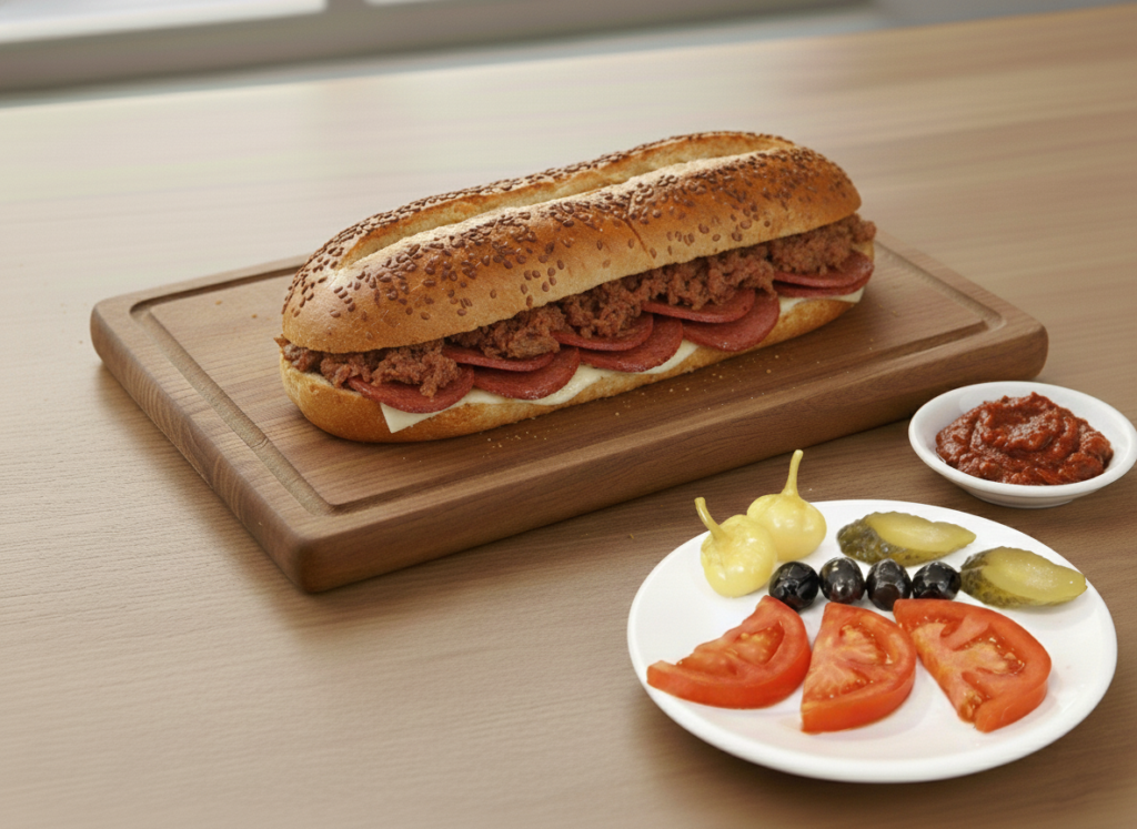 kavurmalı sucuklu kaşarlı tost